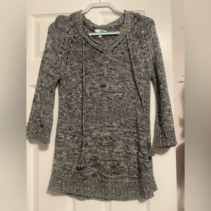 Sonoma Sweater Women Size S Gray Knit Crochet Long Sleeve Crew Neck Pullover